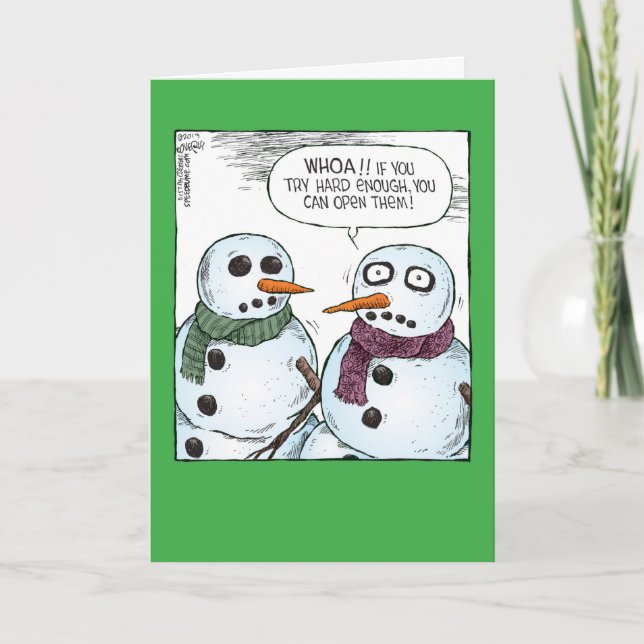 Snowman Open Eyes Christmas Humor Card (Front)