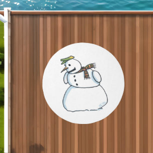 Snowman outdoor round rug