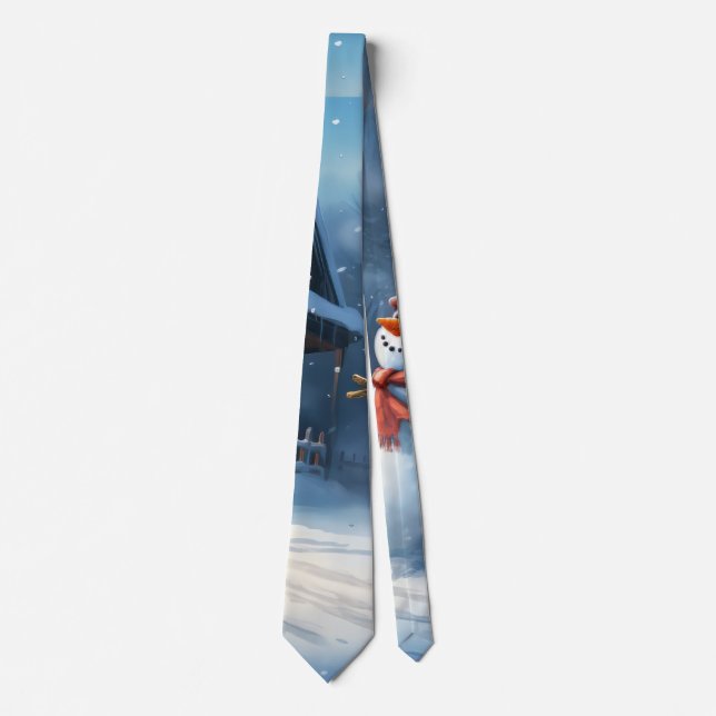 Snowman Painting Neck Tie (Front)