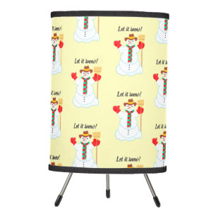 Snowman Pale Tri Pod Lamp With Text