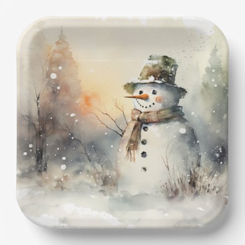 Snowman Paper Plates