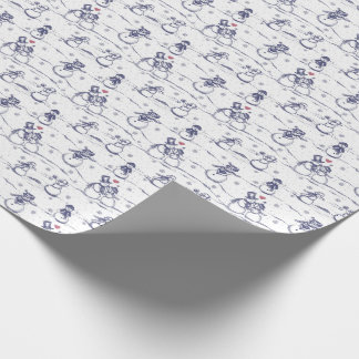 Snowman parade toile - blue wrapping paper