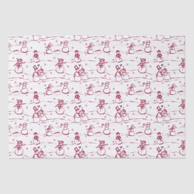 Snowman parade toile - red tissue paper (Front)