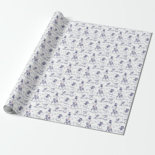 Snowman parade toile Wrapping Paper   blue