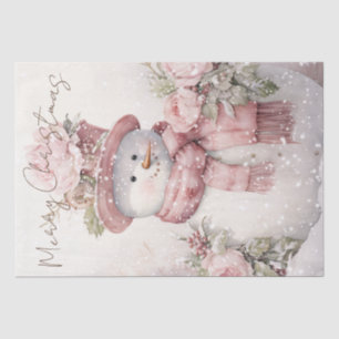Snowman Pastel Pink Winter Christmas Tissue Paper