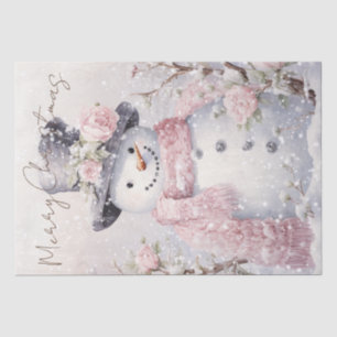 Snowman Pastel Pink Winter Christmas Tissue Paper