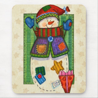 Snowman Patches Mouse Pad