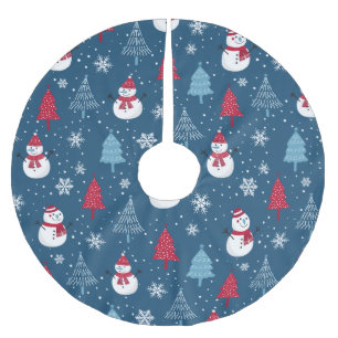 Snowman Pattern Brushed Polyester Tree Skirt