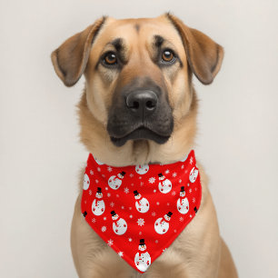 Snowman Pattern Christmas Red Pet Bandana Collar