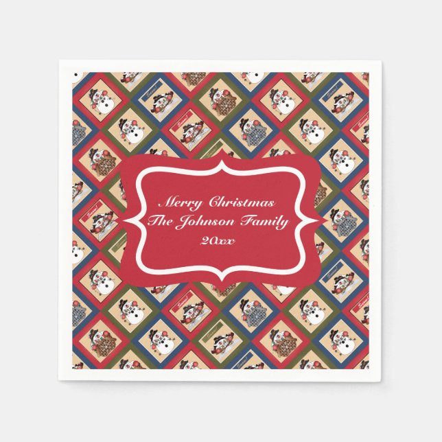 Snowman Pattern Design | Christmas Napkins (Front)