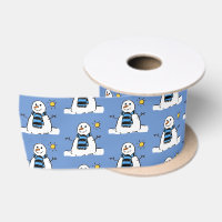 Snowman Pattern Design Satin Ribbon