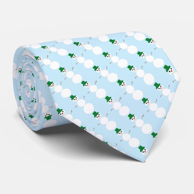 Snowman Pattern  Neck Tie (Rolled)