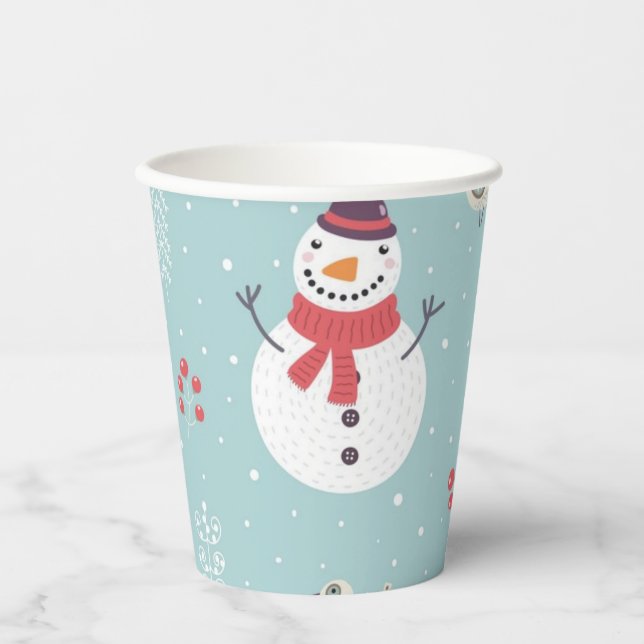 Snowman pattern paper cups (Front)