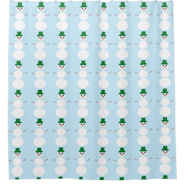 Snowman Pattern Shower Curtain (Front)