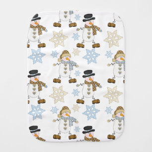Snowman Pattern Snowflake Baby Burp Cloth
