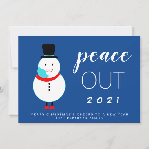 Snowman Peace Out 2021 Funny Christmas Holiday Card