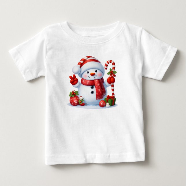 Snowman Peace Sign Christmas  Baby T-Shirt (Front)
