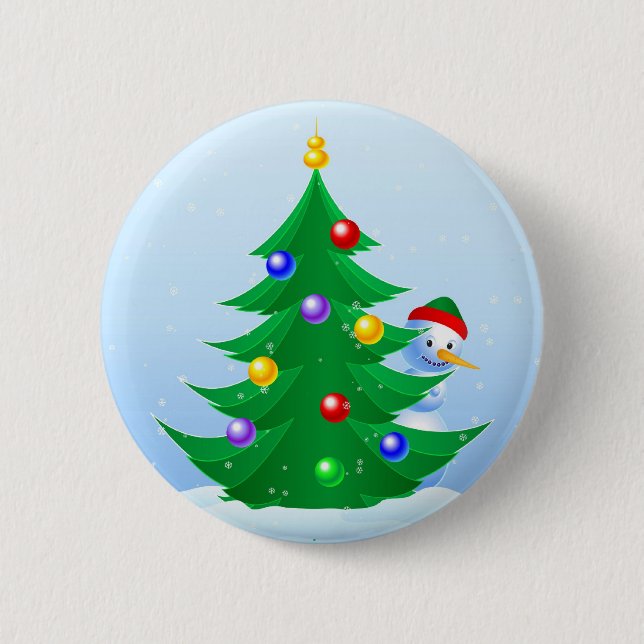 Snowman Peeking Button (Front)