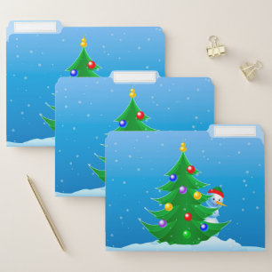 Snowman Peeking File Folder