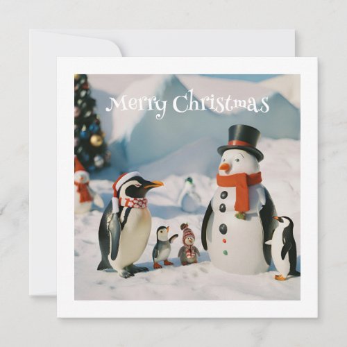 Snowman  Penguin 3 Custom Novelty Christmas Holiday Card