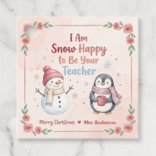 Snowman Penguin Snow Happy Teacher Christmas Favor Tags