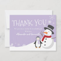 Snowman penguin Winter Wonderland Thank you card