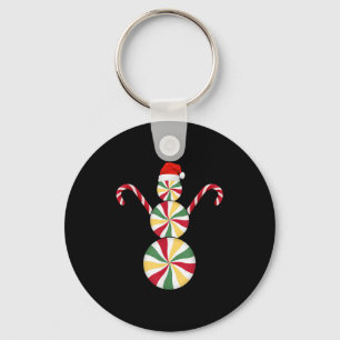 Snowman Peppermint Candies Merry Christmas Pajamas Keychain