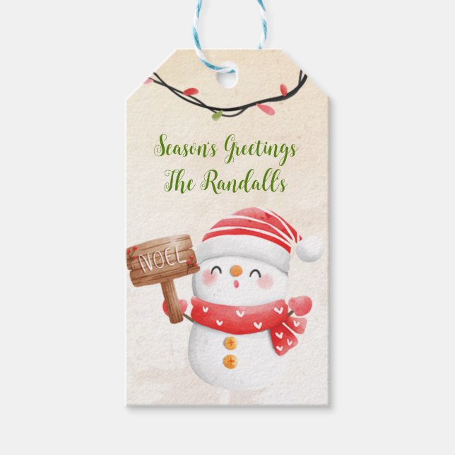 Snowman Personalize  Gift Tags (Front)