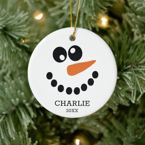 Snowman Personalized Ceramic Ornament