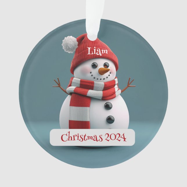 Snowman Personalized Christmas Ornament (Front)