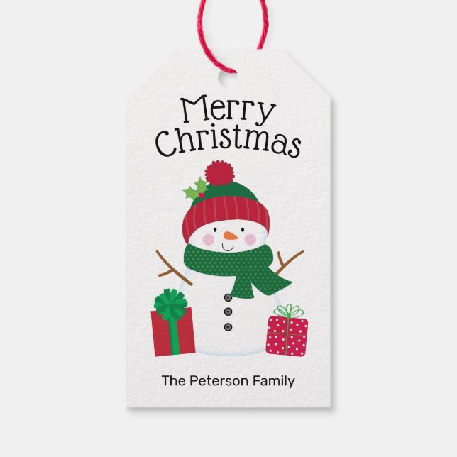 Snowman Personalized Gift Tags (Back)