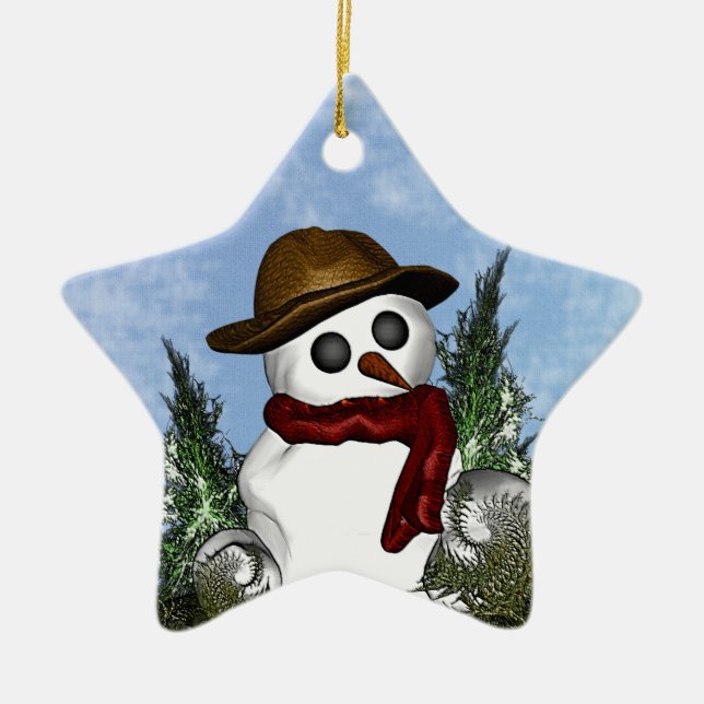 Snowman Personalized Star Ornament (Front)
