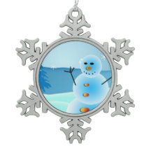 Snowman pewter christmas ornament