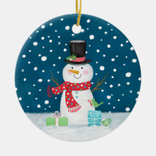 Snowman Photo Christmas Ceramic Ornament