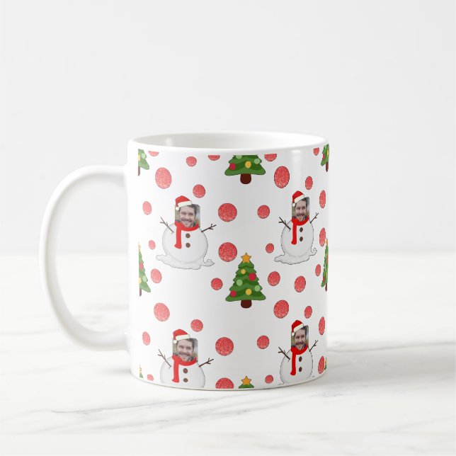 Snowman Photo face Funny Christmas Coffee Mug (Left)