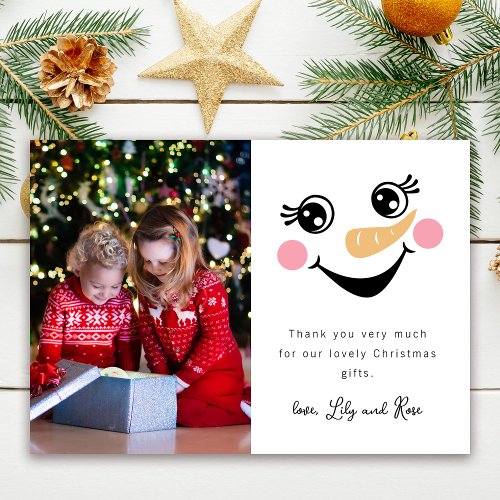 Snowman Photo Kids Christmas Thank You Card