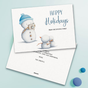 Snowman Photographer Christmas Holiday Card