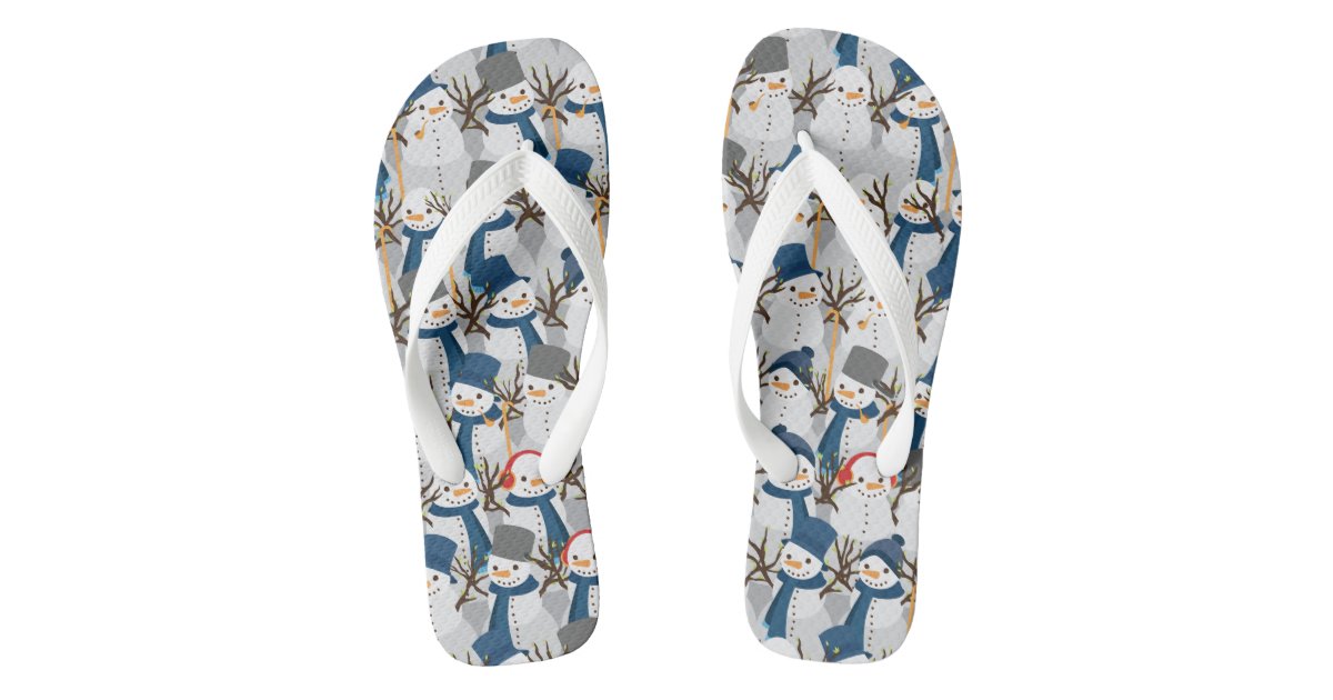 Snowman Pile Flip Flops | Zazzle