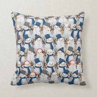 Snowman Pile Throw Pillow