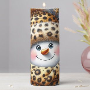 Snowman Pillar Candle