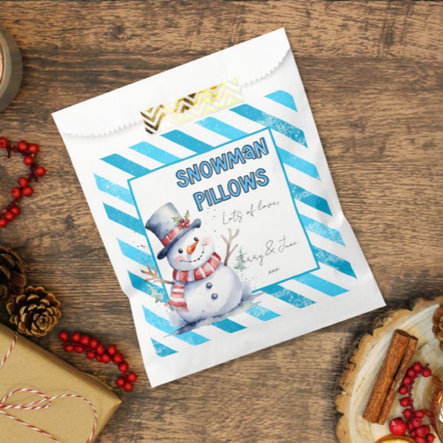 Snowman Pillows Christmas treat naughty elf Favor Bag (Creator Uploaded)