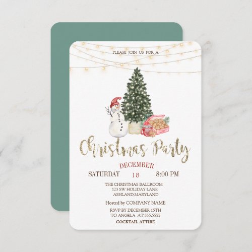 SnowmanPine TreeCookies Christmas Party  Invitation