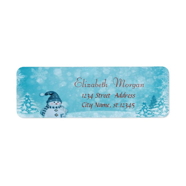 Snowman, Pine Tree,Holiday Label (Front)