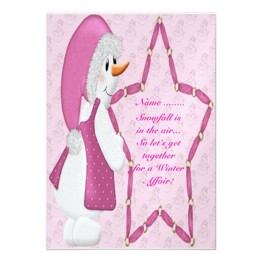 Snowman (pink) - Invitation