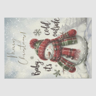 Snowman Plaid Winter Christmas Tissue Paper