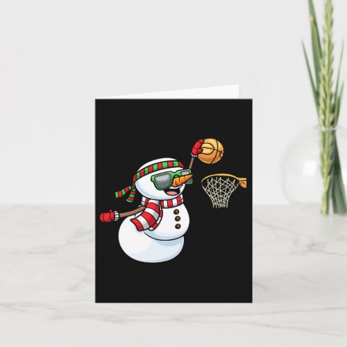 Snowman Playing Basketball Game Christmas Xmas Kid Card