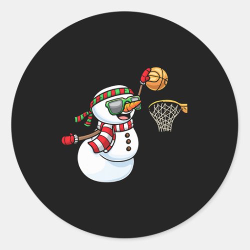 Snowman Playing Basketball Game Christmas Xmas Kid Classic Round Sticker