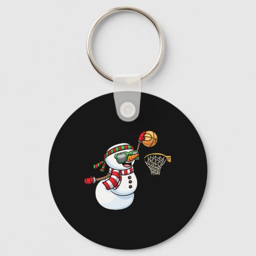 Snowman Playing Basketball Game Christmas Xmas Kid Keychain