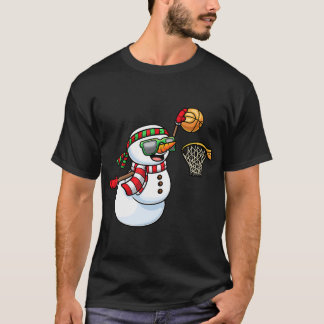 Snowman Playing Basketball Game Christmas Xmas Kid T-Shirt