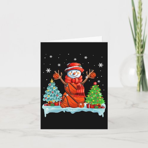 Snowman Playing Basketball Xmas Tree Player Coach  Card